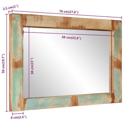 vidaXL Ogledalo 70x50 cm trden predelan les in steklo