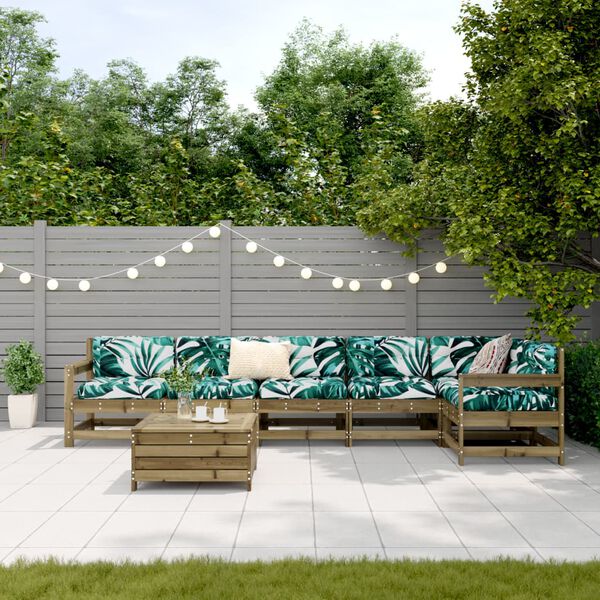 vidaXL Vrtna sedežna garnitura 7-delna impregnirana trdna borovina