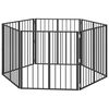 vidaXL Pasja vrata 6 kos Črna 80 x 80 cm Pocinkano jeklo