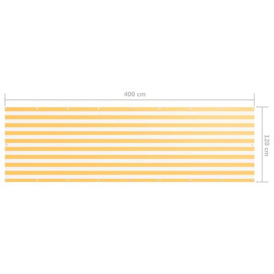 vidaXL Balkonsko platno belo in rumeno 120x400 cm oksford blago