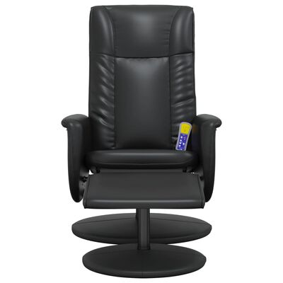 vidaXL Masažni naslanjač s stolčkom za noge črno umetno usnje