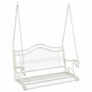 vidaXL Gugalna klop Jeklo 115 x 61 x 63 cm Antik bela