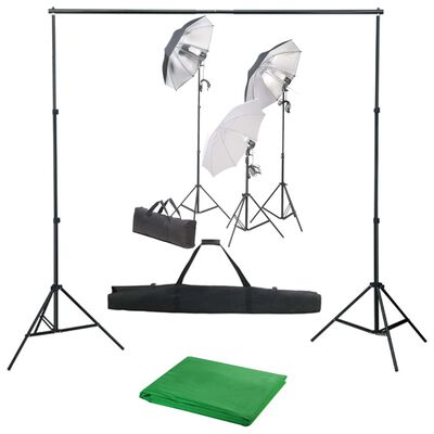 vidaXL Fotografski studijski komplet s svetilkami in ozadjem