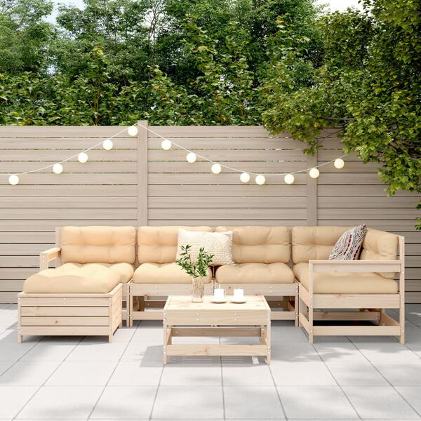 vidaXL Vrtna sedežna garnitura 7-delna trdna borovina