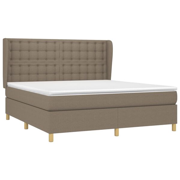 vidaXL Box spring postelja z vzmetnico taupe 180x200 cm blago