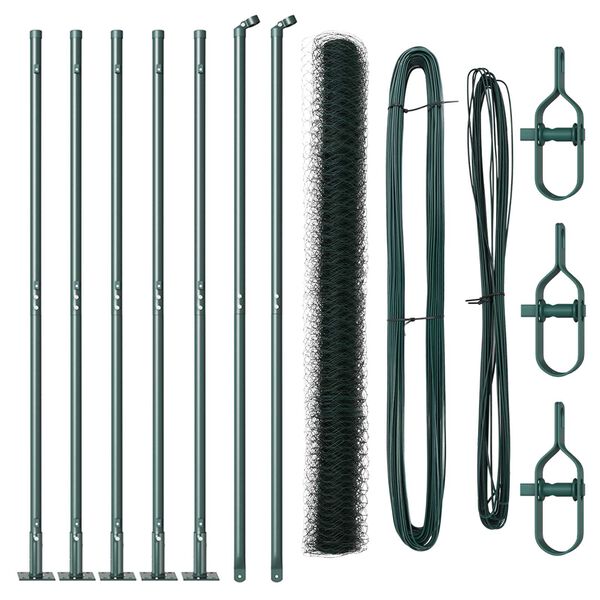 vidaXL Ogrodje s stebri Zelena 1.6 x 10 m Jeklo s PVC premazom