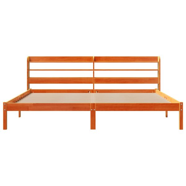 vidaXL Posteljni okvir z vzglavjem voščeno rjava 200x200 cm borovina