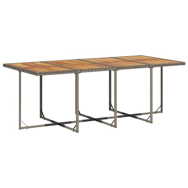 vidaXL Vrtna jedilna garnitura 9-delna z blazinami siv poli ratan