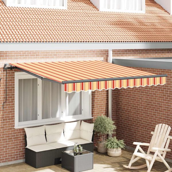vidaXL Retraktilna tenda Rumena in oranžna 350 x 250 cm