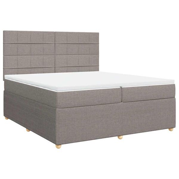 vidaXL Box spring postelja z vzmetnico taupe 200x200 cm blago