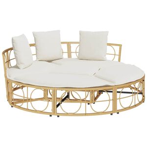 vidaXL Zunanja lounge postelja brez baldahina Poly Rattan