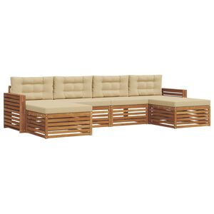 vidaXL Sedežne garniture 6 pcs Naravna in bež Masiven les akacije