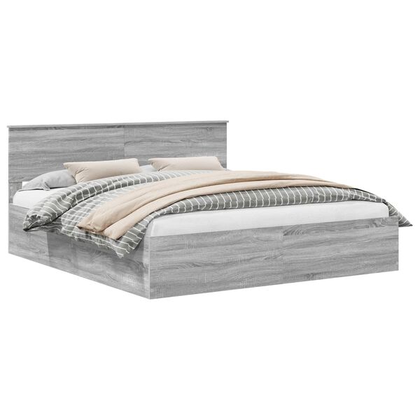 vidaXL Konstrukcija postelje Siva Sonoma 200 x 200 cm Konstruiran les