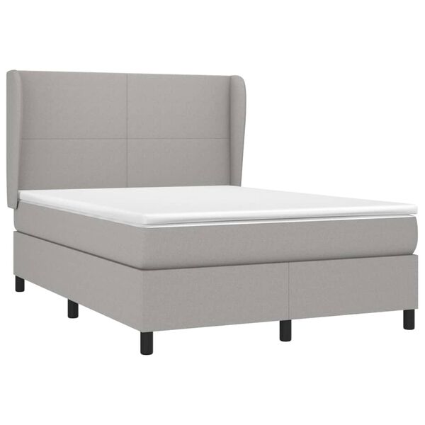 vidaXL Box spring postelja z vzmetnico svetlo siva 140x200 cm blago