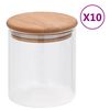 vidaXL Stekleni kozarci s pokrovi iz bambusa 10 kosov 600 ml