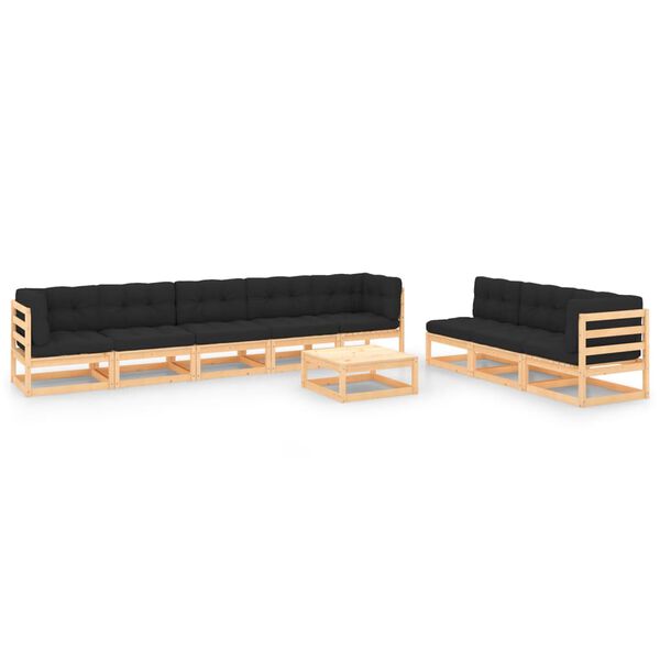 vidaXL Vrtna sedežna garnitura 9-delna z blazinami trdna borovina