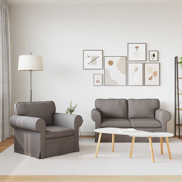 vidaXL Kavč 2 pcs Taupe 155 x 82 x 80 cm blago