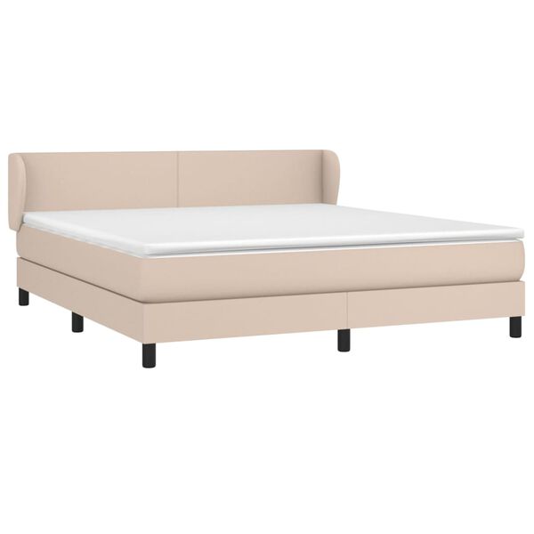 vidaXL Box spring postelja z vzmetnico kapučino 160x200cm umetno usnje