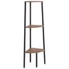vidaXL 3-nadstropni kotni regal temno rjav in črn 45,5x31,5x120 cm