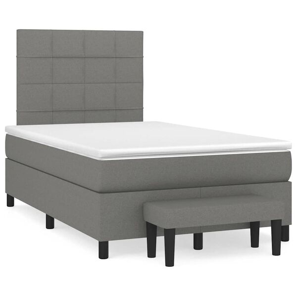 vidaXL Box spring postelja z vzmetnico temno siva 120x190 cm blago