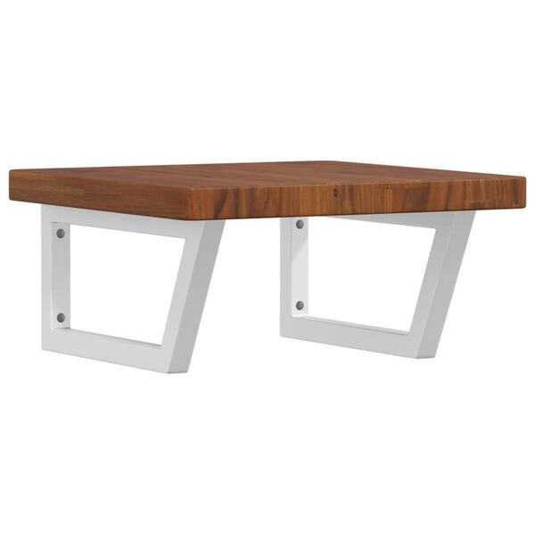 vidaXL Stenska polica za umivalnik jeklo in trdna hrastovina