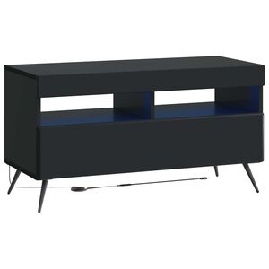vidaXL LED TV omarica Črna Inženirski les