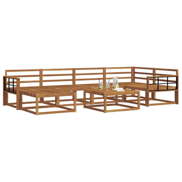 vidaXL Zunanja garnitura za sedenje 7 pcs Naravna Masiven les akacije