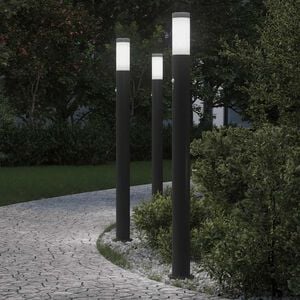 vidaXL Stebričke s senzorjem 3 kosi 110 cm nerjaveče jeklo IP44