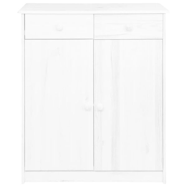 vidaXL Komoda z 2 predaloma bela 78x35x89 cm trdna borovina