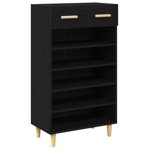 vidaXL Omara za čevlje 60 x 35 x 105 cm Inženirski les Črni hrast