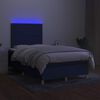vidaXL Box spring postelja z vzmetnico LED modra 120x190 cm blago