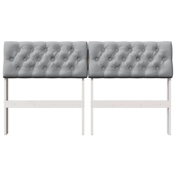 vidaXL Tapecirano vzglavje Svetlo siva 160 cm Masivno borovo les