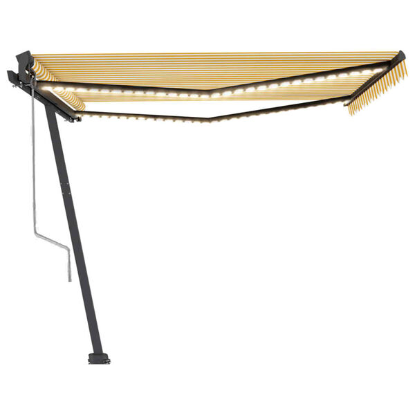 vidaXL Avtomatska tenda LED + senzor 400x350 cm rumena/bela