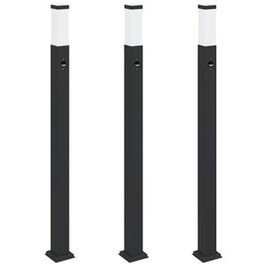 vidaXL Stebričke s senzorjem 3 kosi 110 cm črne IP44