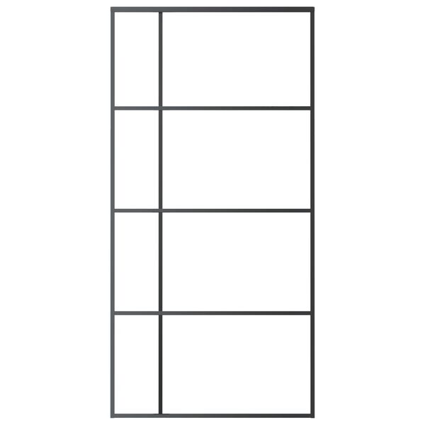 vidaXL Drsna vrata ESG steklo in aluminij 102,5x205 cm črna