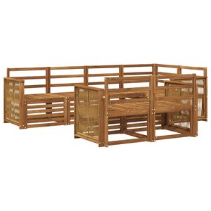 vidaXL Kotna sedežna garnitura 6 pcs Naravna Masiven les akacije