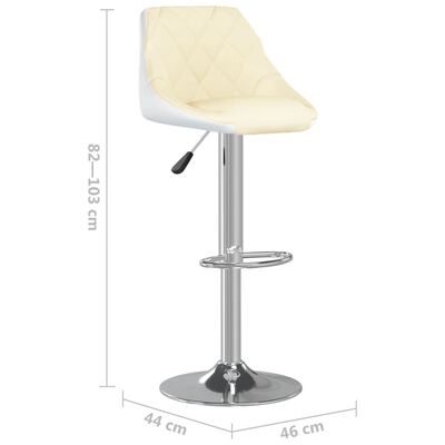 vidaXL Barski stolčki 2 kosa krem in belo umetno usnje