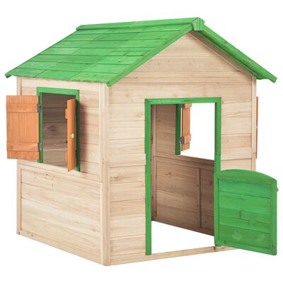 vidaXL Otroška igralna hišica iz lesa jelke zelena