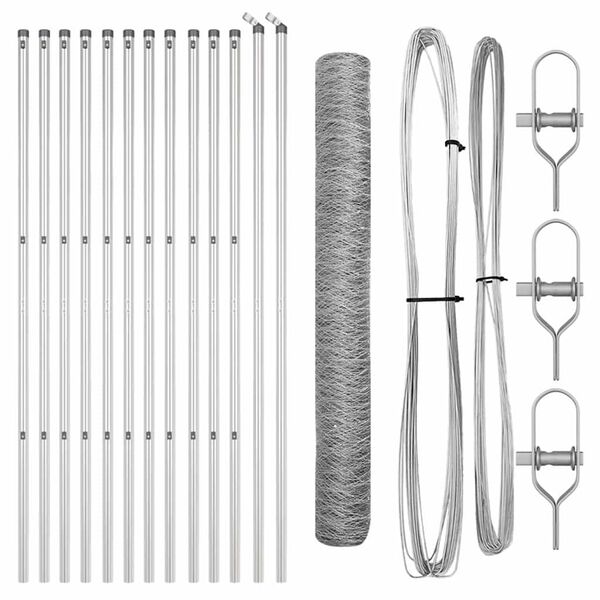 vidaXL Steber ograje. srebrna 25 x 1,2 m (50 mm mreža) Jeklo