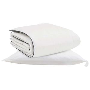 vidaXL Zimska posteljnina z blazino 2 pcs Bela Perje
