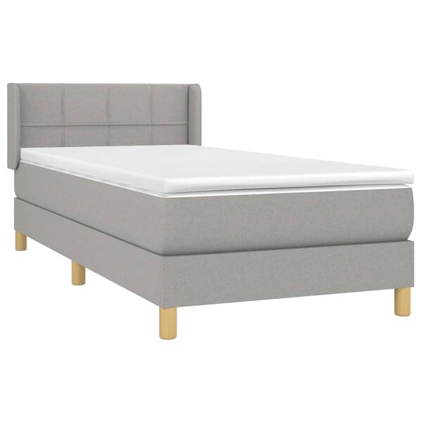 vidaXL Box spring postelja z vzmetnico svetlo siv 100x200 cm blago