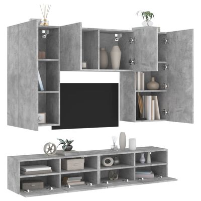 vidaXL Komplet TV omaric 5-delni betonsko siv inženirski les