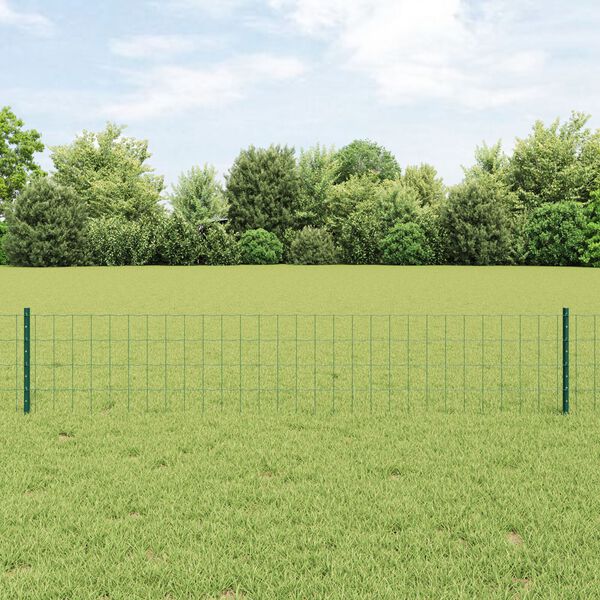 vidaXL Ograja s stebrom Zelena 0,4 x 25 m Jeklo in PVC