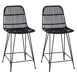 vidaXL Barski stol 2 kos Črna 44 x 54 x 96 cm Rattan in jeklo