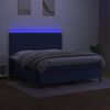 vidaXL Box spring postelja z vzmetnico LED modra 160x200 cm blago