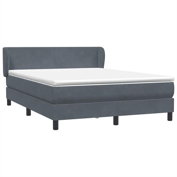 vidaXL Box spring postelja z vzmetnico temno siva 140x210 cm žamet