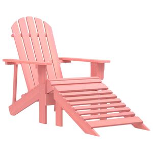 vidaXL Vrtni stol Adirondack z naslonjalom za noge les jelke roza