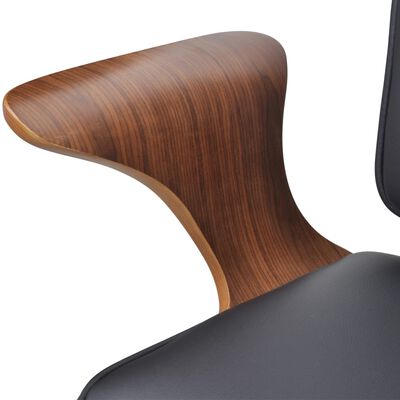 vidaXL Vrtljiv pisarniški stol ukrivljen les in umetno usnje