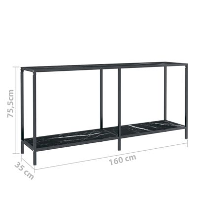 vidaXL Konzolna mizica črna 160x35x75,5 cm kaljeno steklo