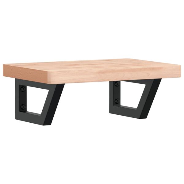 vidaXL Stenska polica za umivalnik jeklo in trdna bukovina